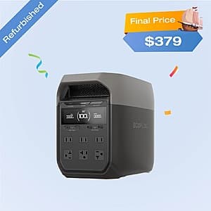Refurbished EcoFlow DELTA 3 1024Wh 1800W LiFePO4 Portable Power Station $379 + Free Shipping