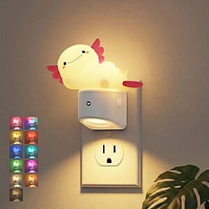 JandCase 3D RGB Color-Changing Plug-In Night Light (Axolotl, Duck, or Mushroom) $8 & More