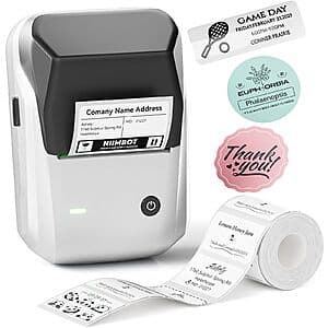 NIIMBOT B1 Thermal Label Printer + 230-Count 2"x1.18" Labels (5 Colors) $15