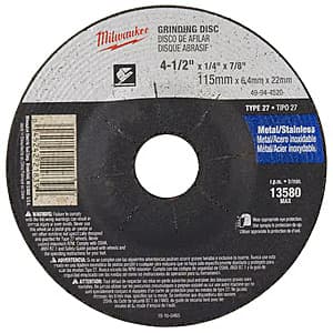 Milwaukee 4.5" x 1/4" x 7/8" Grinding Wheel (Type 27) $2.40 + Free S/H
