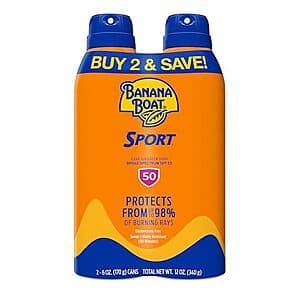 Select Accounts: 2-Pk 6-Oz Banana Boat Sport SPF 50 Sunscreen Spray $4.50 w/ S&S