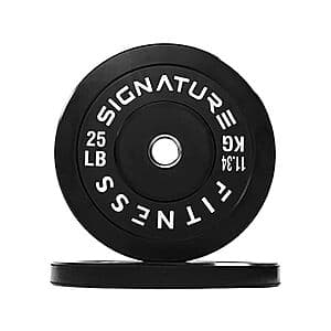 25-Lb Signature Fitness 2" Olympic Bumper Weight Plates w/ Steel Hub (Pair, Black) $35 + Free Shipping w/ Prime
