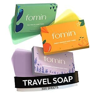 3-Pack 100-Count FOMIN Antibacterial Paper Soap Sheets (Orange, Tea Tree, & Lavender) $8.40 w/ Subscribe & Save