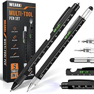 2-Pack WEARXI 9-in-1 Multitool Pen (Various Colors) $6