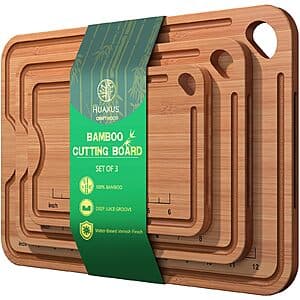3-Pc Bamboo 2-in-1 Cutting & Charcuterie Board $20