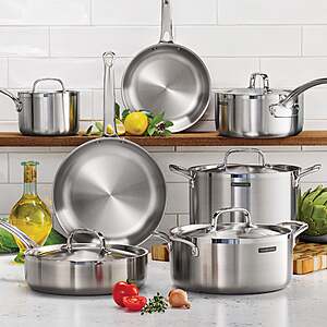 Costco Members: 12-Pc Tramontina Tri-Ply Clad Stainless Steel Cookware Set $190 + Free S&H