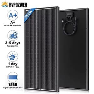 RVPOZWER 100W 18BB N-Type Monocrystalline Solar Panel $25.55 & More + Free S&H