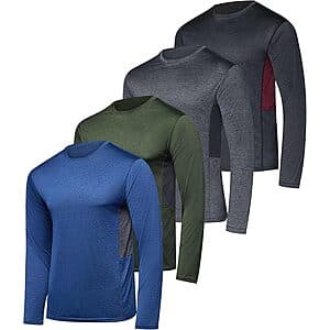 4pk Real Essentials Men's Dry-Fit UPF 50 Long Sleeve Shirts $29.75