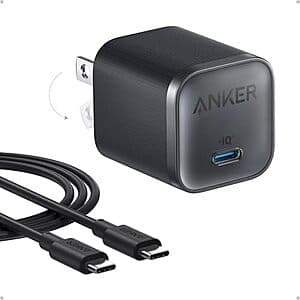 Anker Nano 45W Type C Charger w/ 6' USB-C to USB-C Cable (Black) $19
