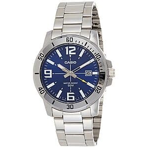 42.5mm Casio Men's Diver Style Stainless Steel Watch (Blue Dial) $32.95