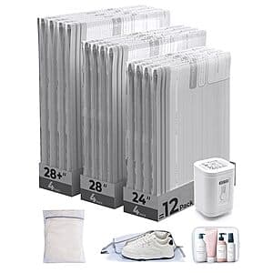15-Pk Bagsmart Travel Vacuum Storage Bags w/ Wireless Rechargeable Pump $10