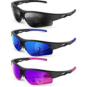 Three pairs of CIFOYA polarized half-frame sports sunglasses in black, displayed front-facing to show the lens and frame design.