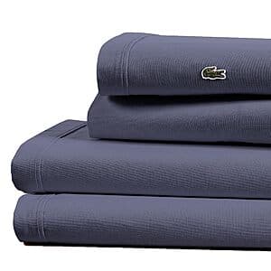 4-Pc Lacoste 100% Cotton Percale Sheet Set (Queen, Vintage Indigo) $33.60