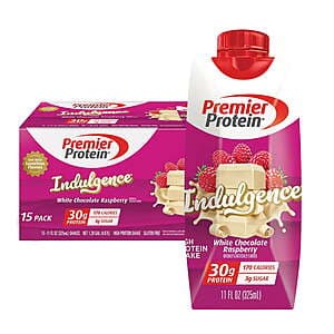 15-Pk 11-Oz Premier Protein 30g High Protein Shake (White Chocolate Raspberry) $19.95
