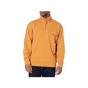 Light brown heather Hanes men's quarter-zip hoodie with French terry fabric and standard fit, displayed flat or on model.