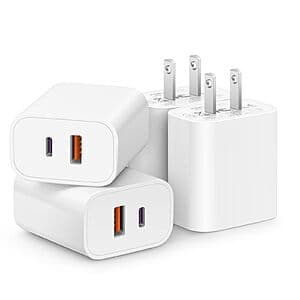 4-Pack CXX 2-Port USB C Charger Block Wall Adapter (20W USB-C & QC 3.0 USB-A) $10
