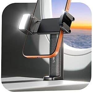 LISEN Phone Holder Travel Mount w/ LED Light for Planes & Travel $8