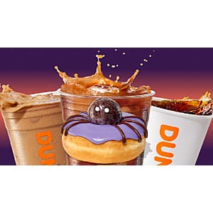 Dunkin' Donuts logo and branding for rewards program coffee promotion.