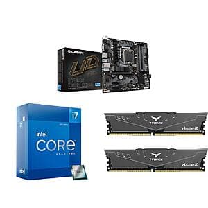 Intel Core i7-12700K CPU + GIGABYTE B760M Motherboard + 16GB T-FORCE VULCAN Z RAM $261 + Free Shipping