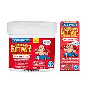 14-Oz Jar + 2-Oz Tube Boudreaux's Butt Paste Maximum Strength Diaper Rash Cream $5.30 w/ S&S