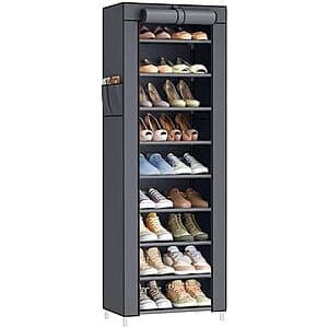 10-Tier SONGMICS Shoe Rack w/ Cover (Holds 20 Pairs) $18.55