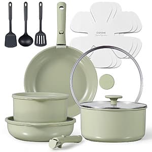 16-pc Carote Ceramic Nonstick Cookware Set (Sage Green) $50 + Free Shipping