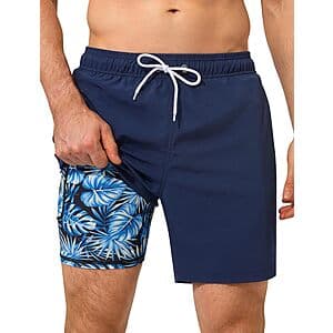 7" SILKWORLD Men's Swim Trunks w/ Compression Liner (Various) $12
