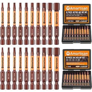 Prime Members: 20-Pc Amartisan Metric & SAE Hex Head Allen Wrench Drill Bit Set $8 + Free Shipping