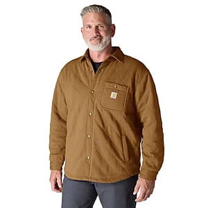 Carhartt Men's Rain Defender Heavyweight Quilted Snap Front Shirt Jacket (Brown) $44.60 & More + Free S&H