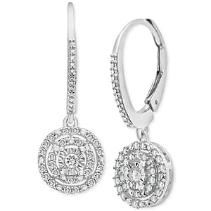 Macy's Diamond Circle Leverback Drop Earrings in Sterling Silver (1/4 ct. tw) $24.75 + Free Store Pickup