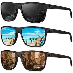 3-Pk KALIYADI Men's Polarized Sunglasses (various) $12