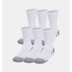6-Pair Under Armour Men's or Women's Performance Tech Crew Socks (White / Steel) $9.70 + Free Shipping