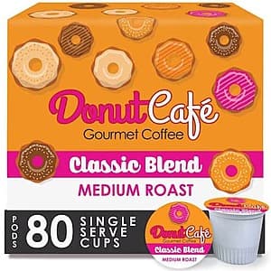 80-Ct Donut Café Gourmet Coffee K-Cups for K-Cup Brewers (2 flavors) $22 + Free S&H