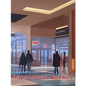 2D pixel art business simulation game interface showing storefronts and customers in a management game environment.