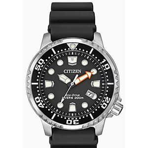 Citizen Promaster 44mm professional diving watch with round face, Eco-Drive technology, and ISO-compliant design.
