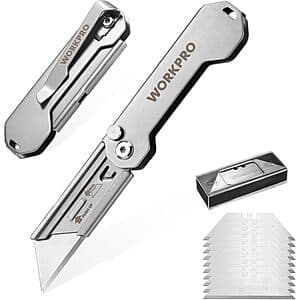 Prime Members: 2-Pk WORKPRO EDC Folding Utility Knife w/ Belt Clip & 10 Blades $10 + Free S&H