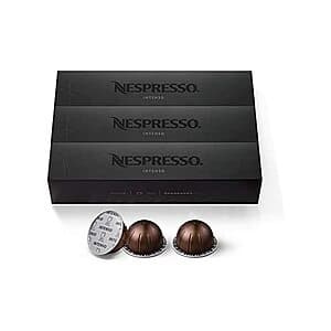 Nespresso coffee pods in various flavors in colorful packaging.