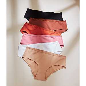 Assorted panties in various styles and colors displayed as part of a clearance sale.