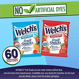 Prime Members: 60-Pk 0.8oz. Welch's Fruit Snack Pouches (Mixed Fruit/Strawberry) $7.45 w/ S&S + Free S&H