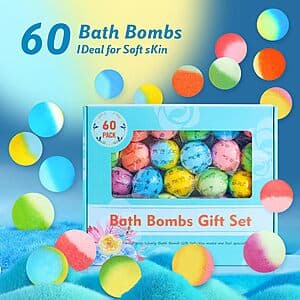 60-Count PickMora Mini Bath Bombs (Lavender Rose Eucalyptus Mint Chance Verbena) $14
