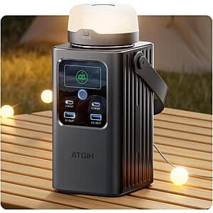 ATGIH 198.4Wh Portable Power Station w/ LiFePO4 Battery & Light (Carbon Black) $55.30 & More + Free S&H