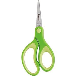 5-inch Scotch kids scissors with soft touch handle and stainless steel blades with blunt safety tip design.