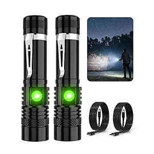 2-Pack Hoxida 2000lm Zoomable Rechargeable LED Tactical Flashlight $9.10