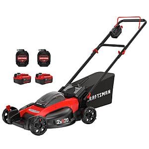 20" CRAFTSMAN V20 Electric Push Lawn Mower w/ 2x 5Ah Batteries & 2x Chargers $251 + Free S&H