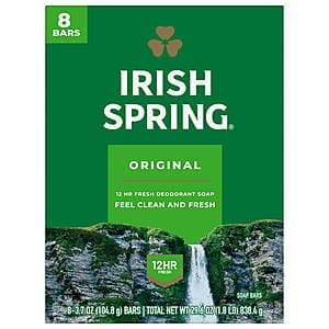8-Pk 3.07-Oz Irish Spring Deodorant Bar Soap (Various) + $2 Walmart Cash $5.95 + Free Store Pickup
