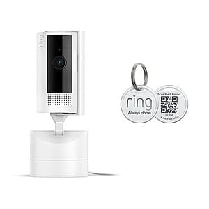 Prime Members: Ring Pan-Tilt Indoor Cam w/ Ring Pet Tag (White) $45 + Free Shipping