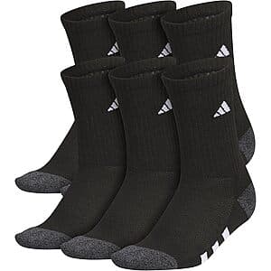 6-Pk adidas Kids Athletic Cushioned Crew Socks in Black (Medium or Large) $11.35 & More w/ S&S