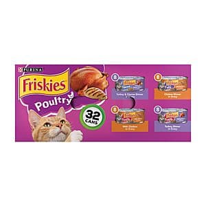 32-Count 5.5-Oz Purina Friskies Gravy Wet Cat Food (Poultry Shreds Variety Pack) $16.85 w/ Subscribe & Save