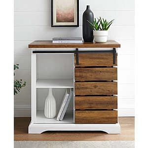 Walker Edison Alba Accent Farmhouse Door Cabinet (Solid White/Rustic Oak) $43 + Free Shipping
