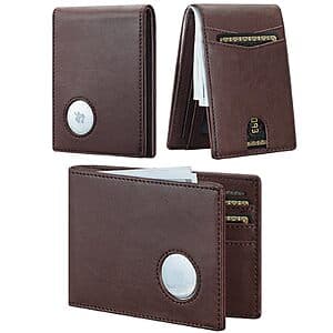 furid RFID Blocking Leather Bifold Wallet w/ AirTag Holder $5